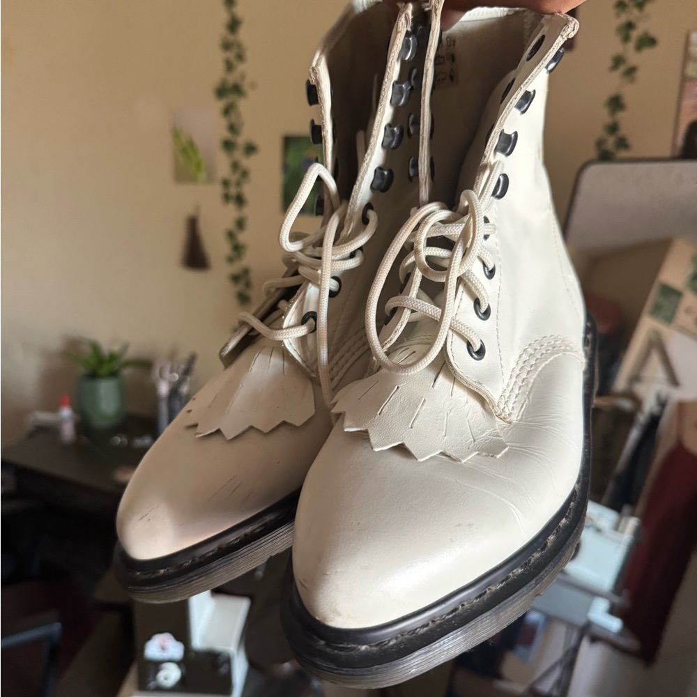 Dr. Martens Winter White Lace-Up Boots